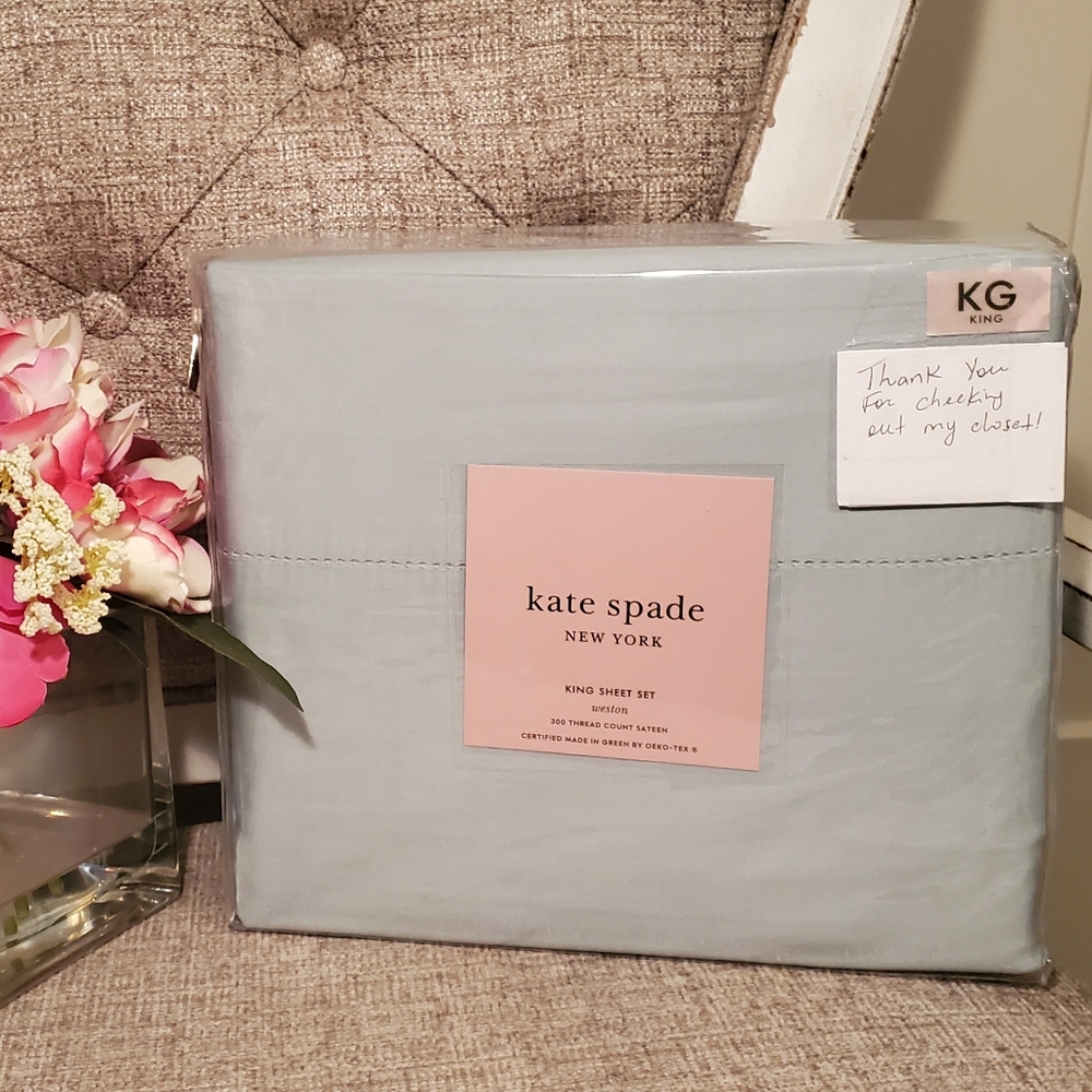 Kate Spade 4 Piece King Sheet Set Light Teal